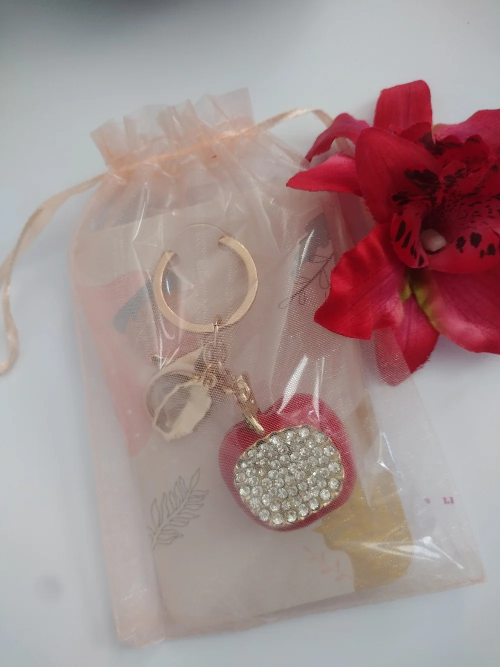 Sparkly Red Apple Purse Charm
